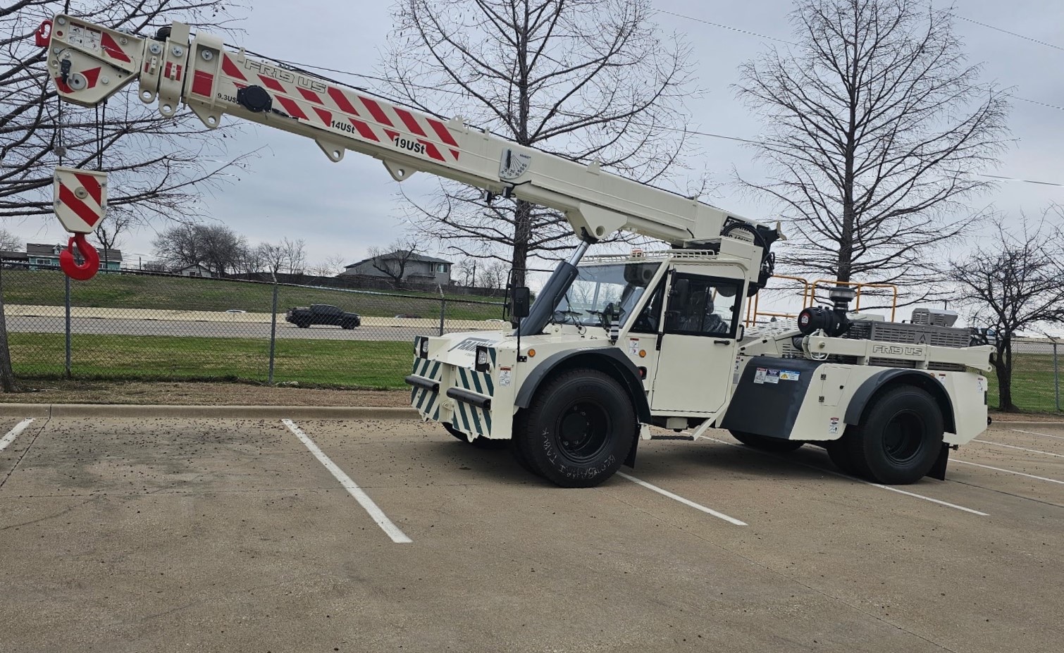 Franna FR19 US pick and carry crane parked with boom extended